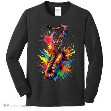 Colorful Saxophone Kids Long Sleeve Shirt