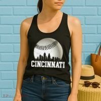 Cincinnati Skyline City Baseball Met At Women's Tank Top thumb 2