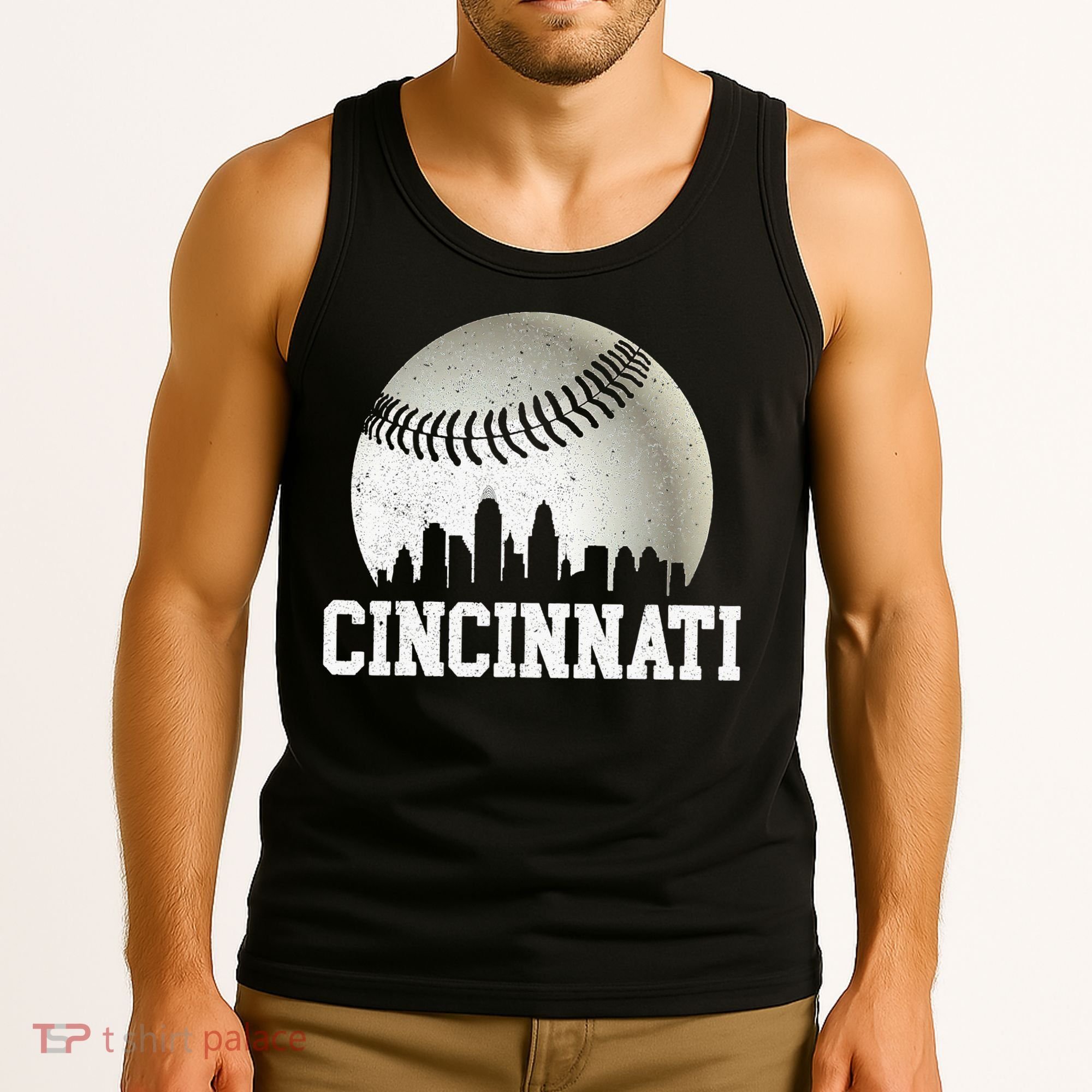 Cincinnati Skyline City Baseball Met At Tank Top