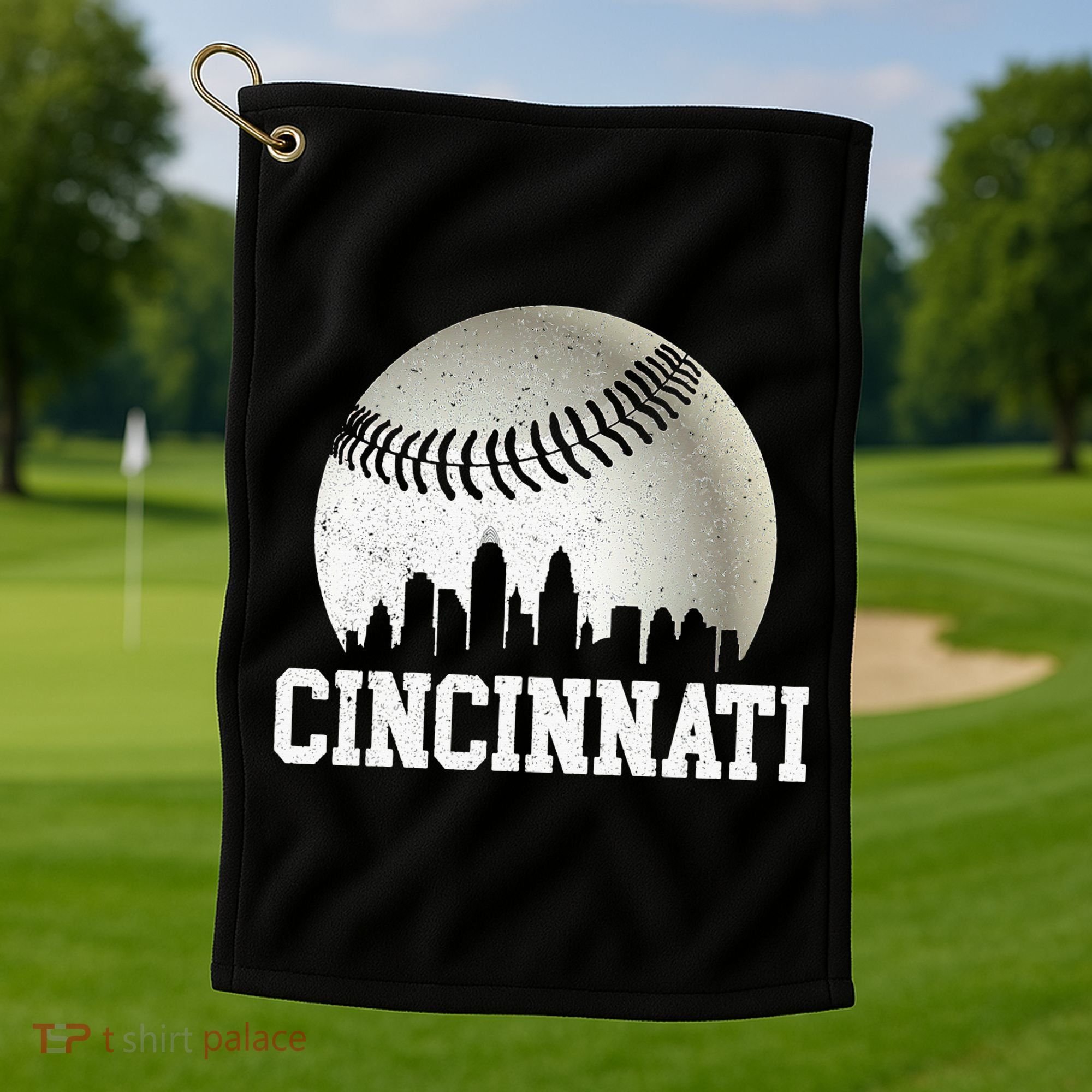 Cincinnati Skyline City Baseball Met At Golf Towel