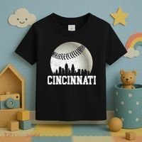 Cincinnati Skyline City Baseball Met At Toddler T-Shirt thumb 3
