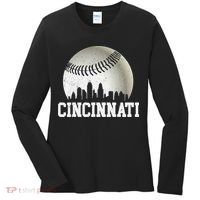 Cincinnati Skyline City Baseball Met At Women's Long Sleeve Shirt thumb 0