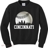 Cincinnati Skyline City Baseball Met At Kids Sweatshirt thumb 0