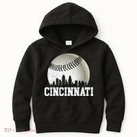 Cincinnati Skyline City Baseball Met At Kids Hoodie thumb 0