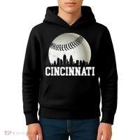 Cincinnati Skyline City Baseball Met At Kids Hoodie thumb 4
