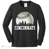 Cincinnati Skyline City Baseball Met At Kids Long Sleeve Shirt thumb 0