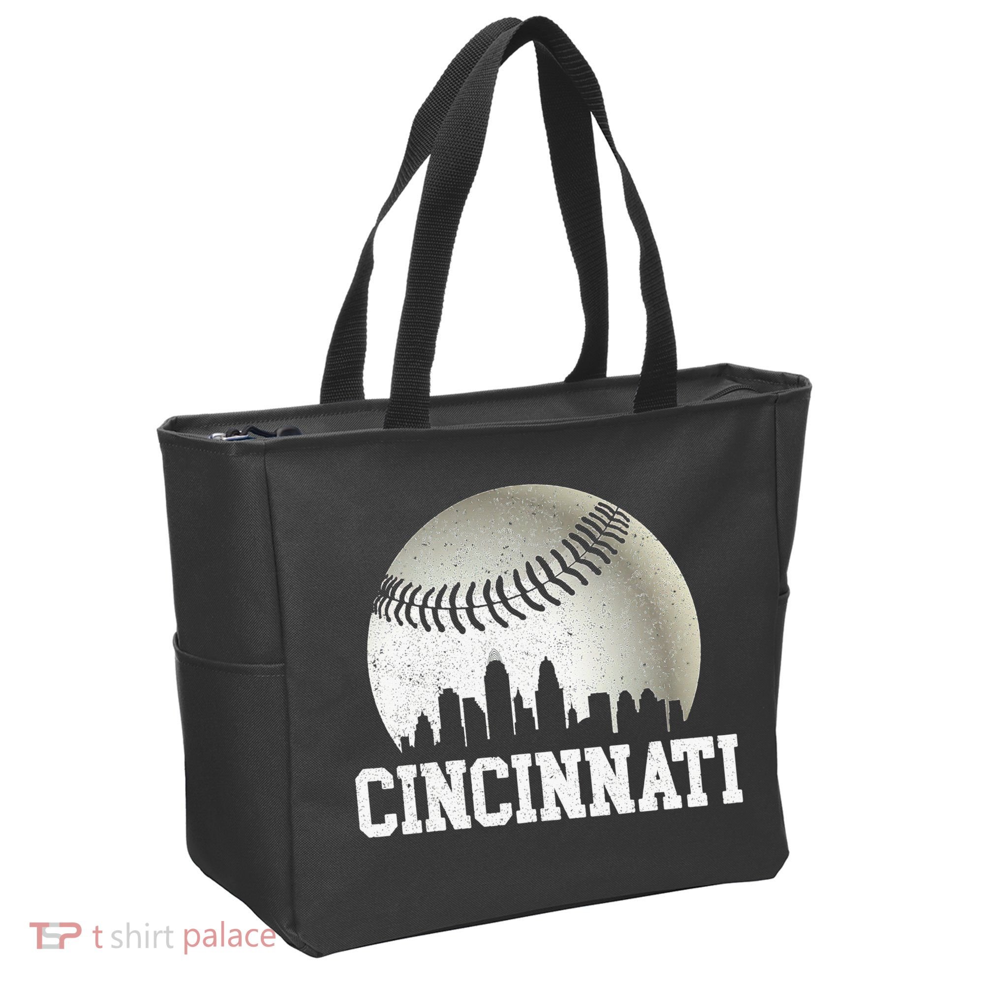 Cincinnati Skyline City Baseball Met At Tote Bag