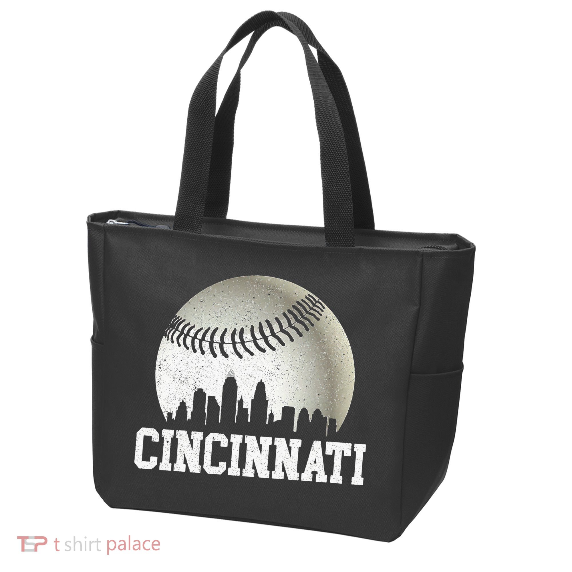 Cincinnati Skyline City Baseball Met At Tote Bag