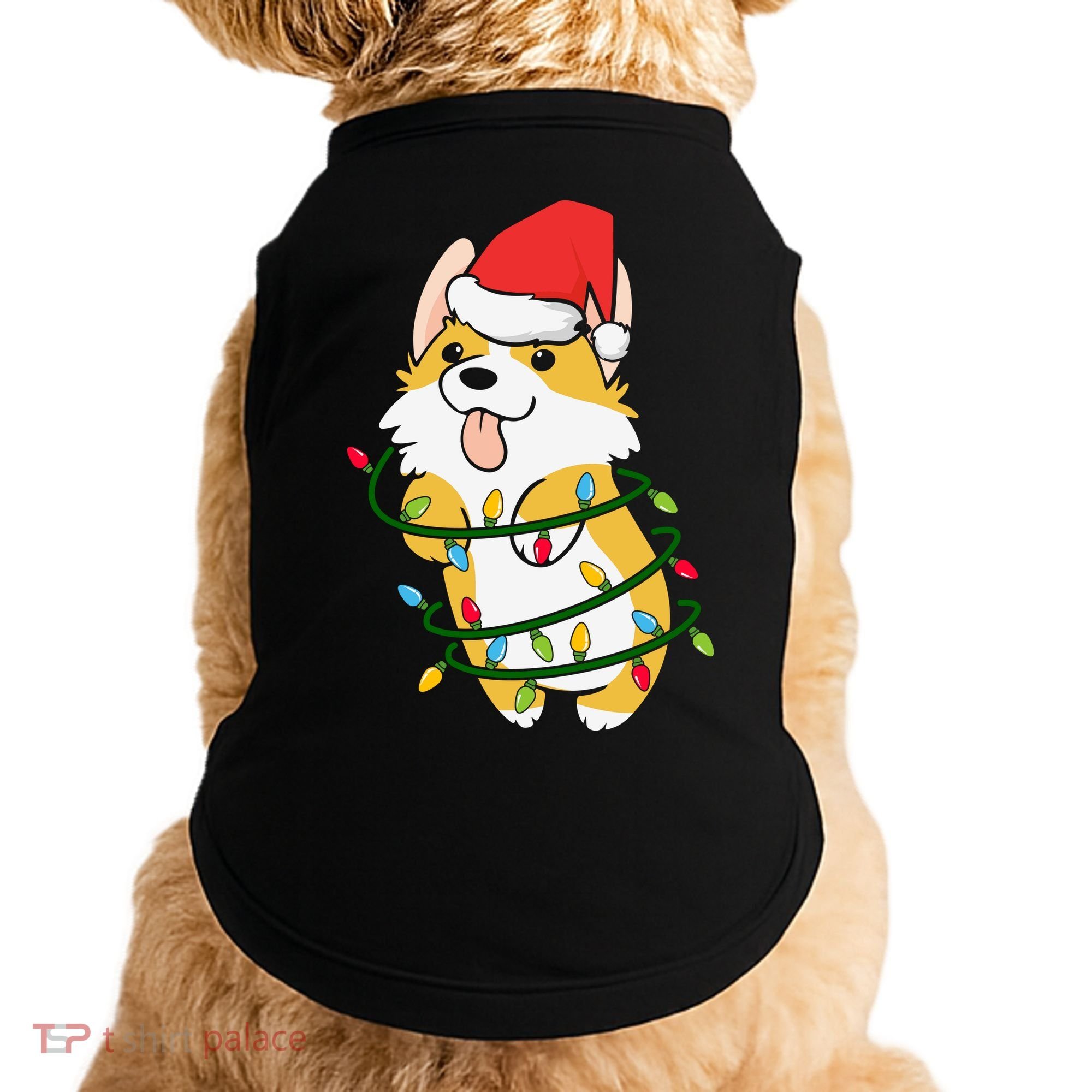 Corgi Santa Christmas Tree Lights Xmas Boys Corgmas Dog Doggie Tank