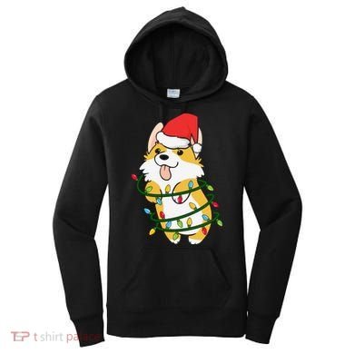 Corgi Santa Christmas Tree Lights Xmas Boys Corgmas Dog Women's Hoodie