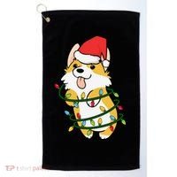 Corgi Santa Christmas Tree Lights Xmas Boys Corgmas Dog Golf Towel thumb 0