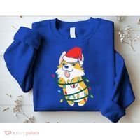 Corgi Santa Christmas Tree Lights Xmas Boys Corgmas Dog Sweatshirt thumb 2