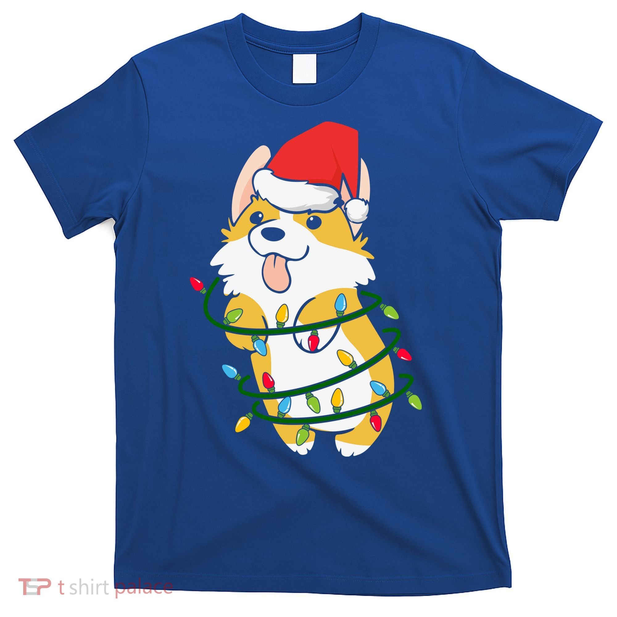 Corgi Santa Christmas Tree Lights Xmas Boys Corgmas Dog T-Shirt
