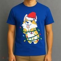 Corgi Santa Christmas Tree Lights Xmas Boys Corgmas Dog T-Shirt thumb 3