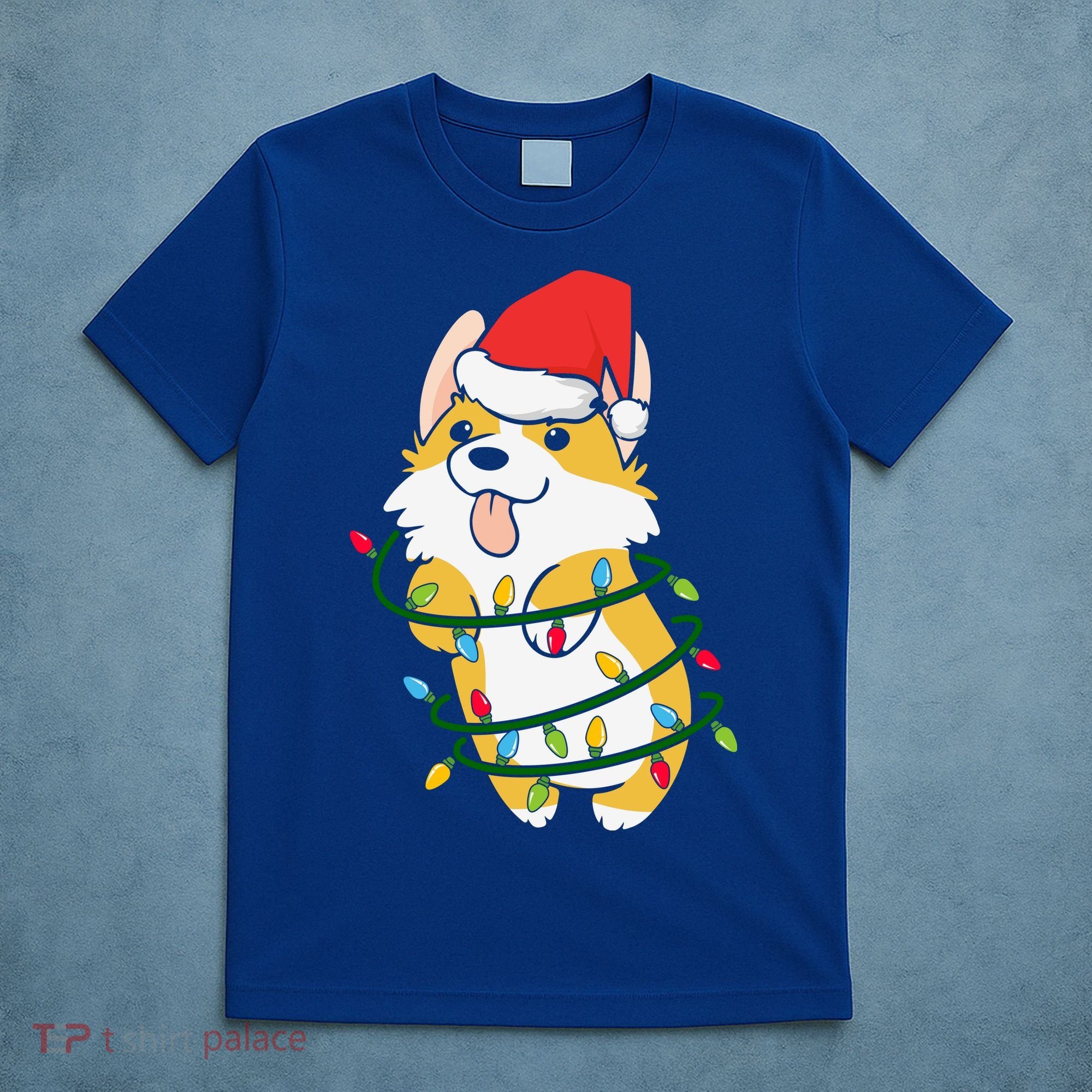 Corgi Santa Christmas Tree Lights Xmas Boys Corgmas Dog T-Shirt