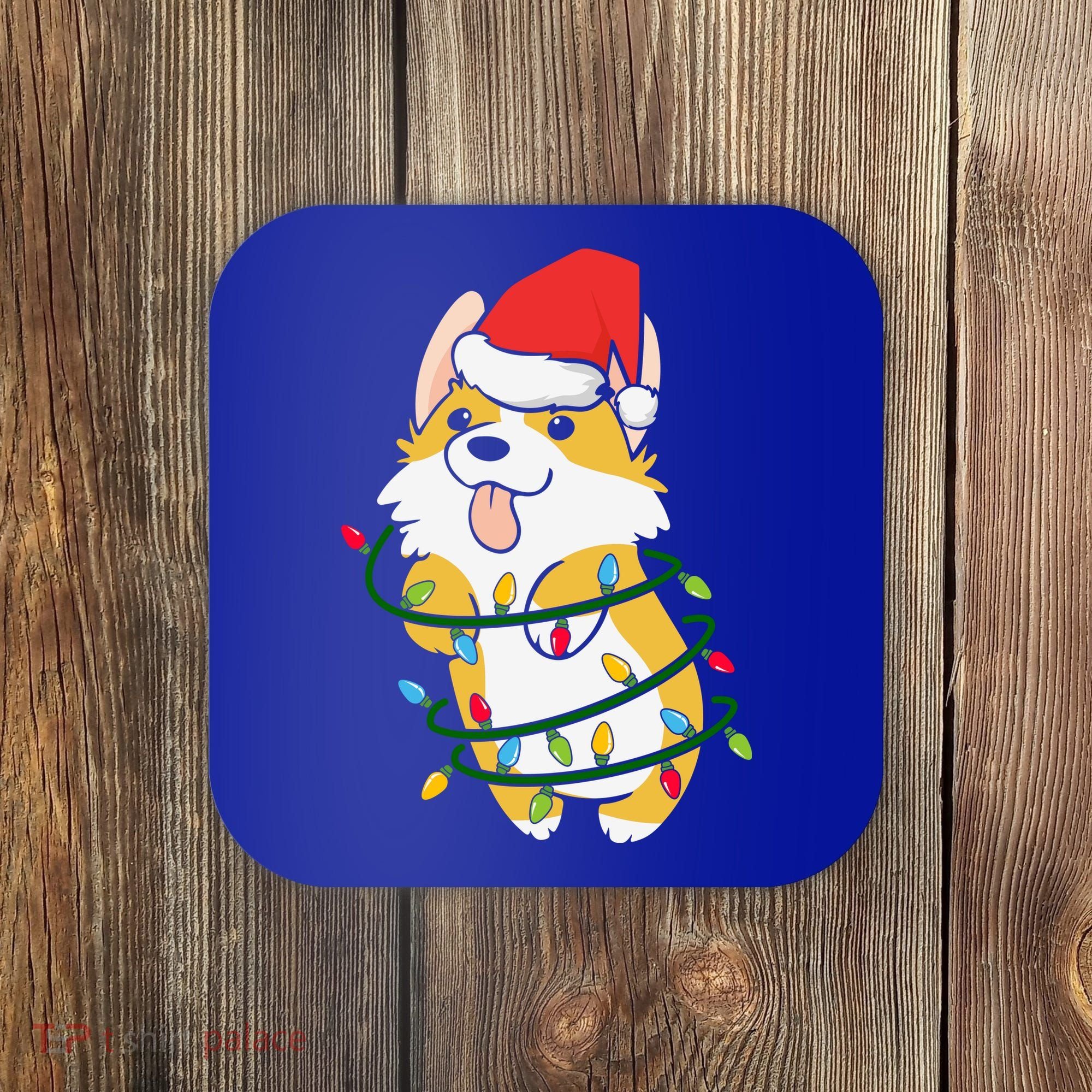Corgi Santa Christmas Tree Lights Xmas Boys Corgmas Dog Coaster