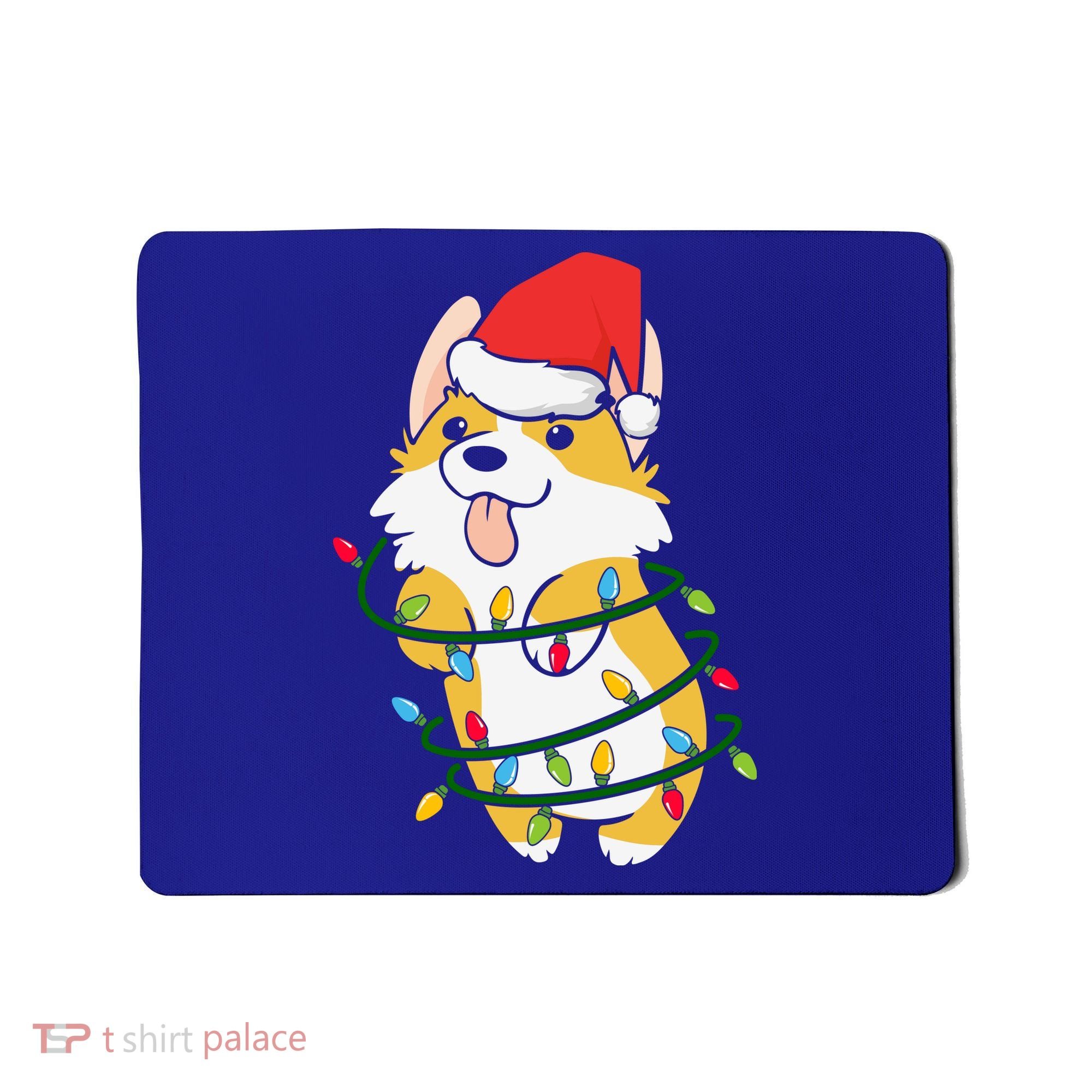 Corgi Santa Christmas Tree Lights Xmas Boys Corgmas Dog Mousepad