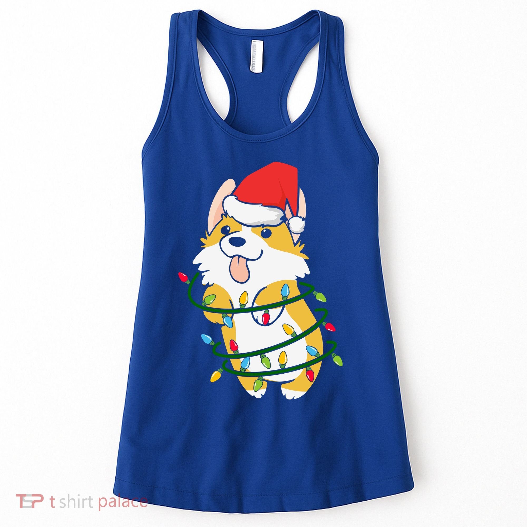 Corgi Santa Christmas Tree Lights Xmas Boys Corgmas Dog Women's Tank Top