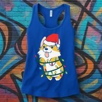 Corgi Santa Christmas Tree Lights Xmas Boys Corgmas Dog Women's Tank Top thumb 3