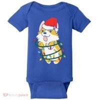 Corgi Santa Christmas Tree Lights Xmas Boys Corgmas Dog Baby Bodysuit thumb 0