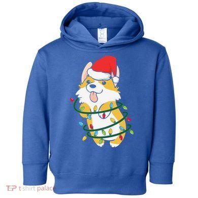 Corgi Santa Christmas Tree Lights Xmas Boys Corgmas Dog Toddler Hoodie