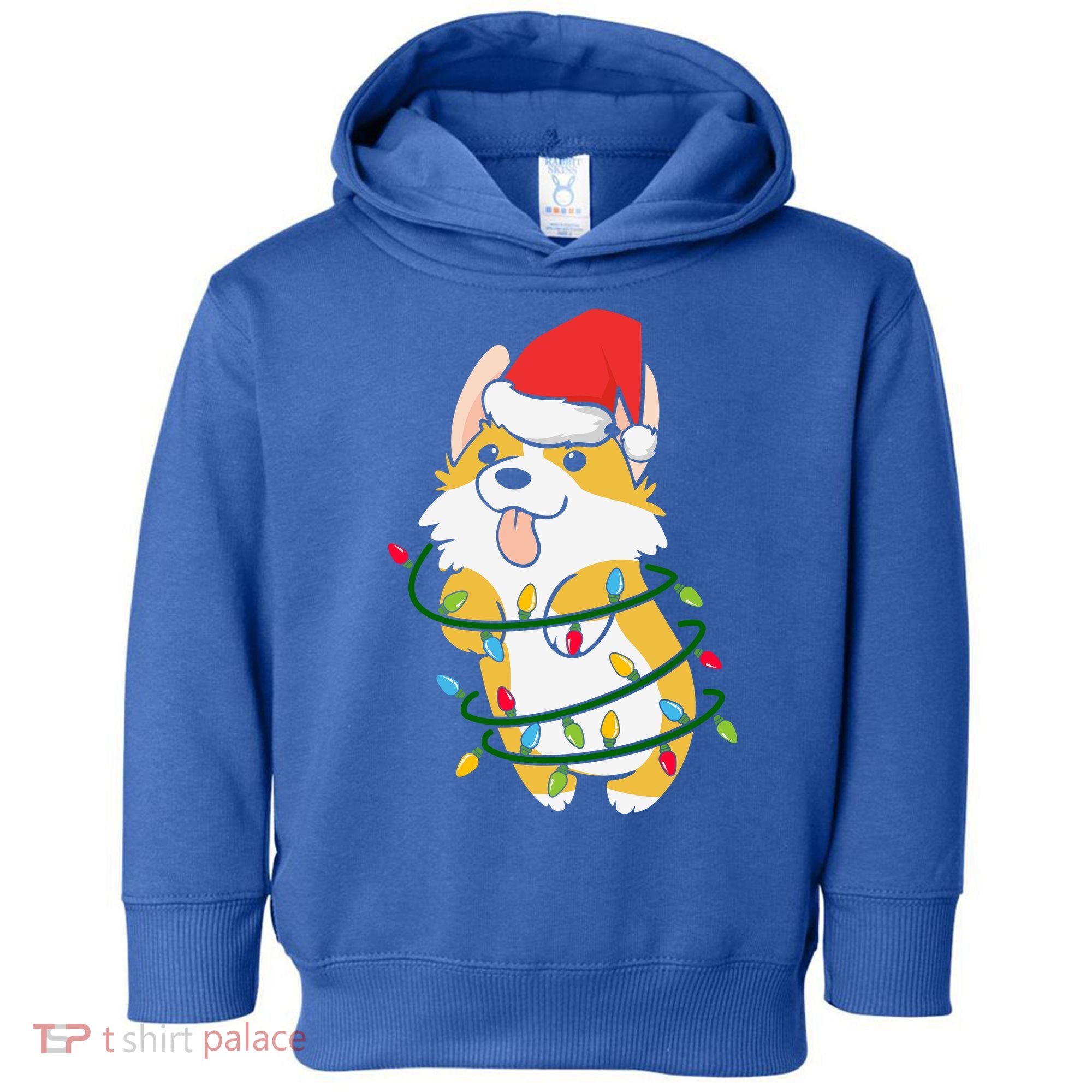 Corgi Santa Christmas Tree Lights Xmas Boys Corgmas Dog Toddler Hoodie