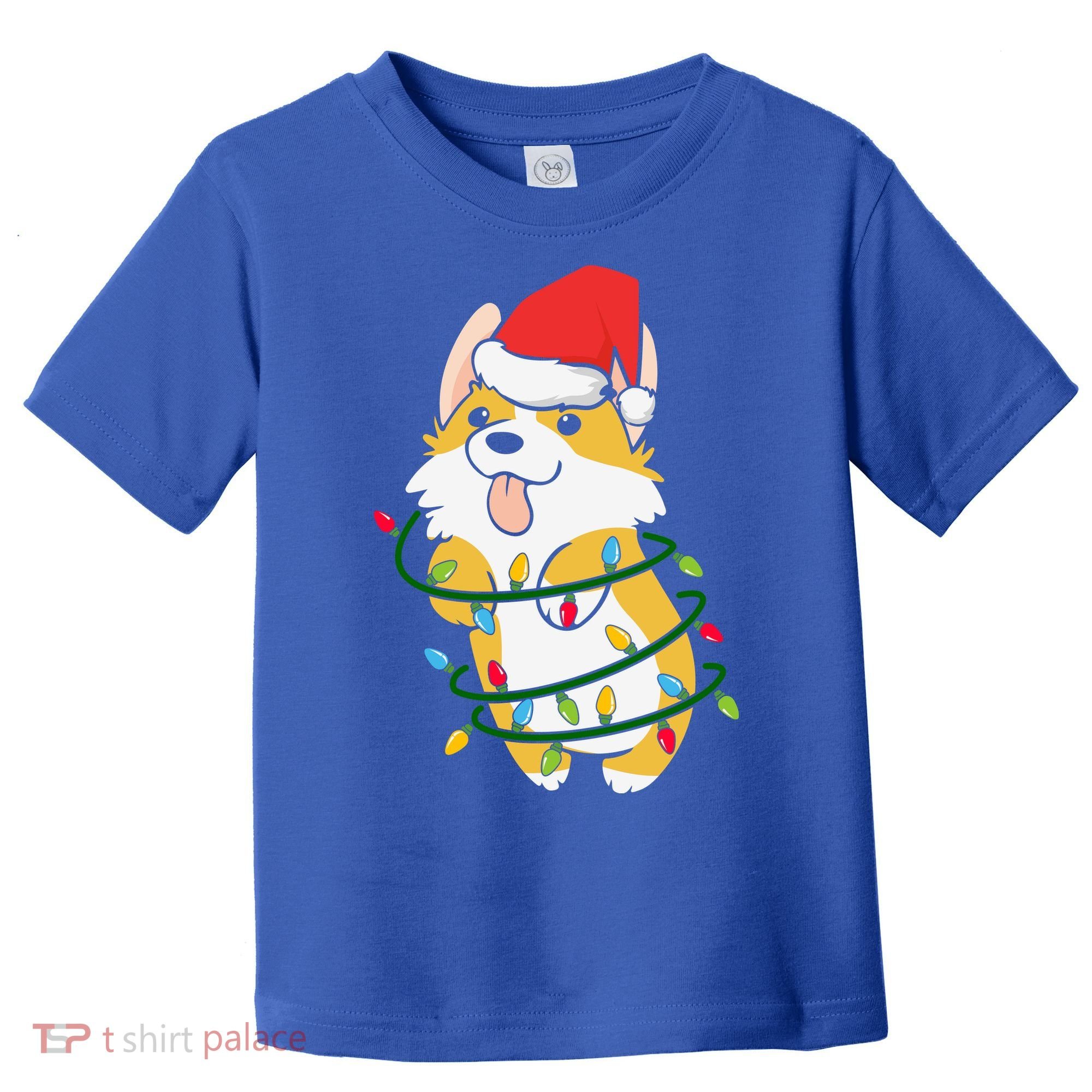 Corgi Santa Christmas Tree Lights Xmas Boys Corgmas Dog Toddler T-Shirt