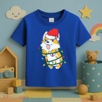 Corgi Santa Christmas Tree Lights Xmas Boys Corgmas Dog Toddler T-Shirt thumb 3