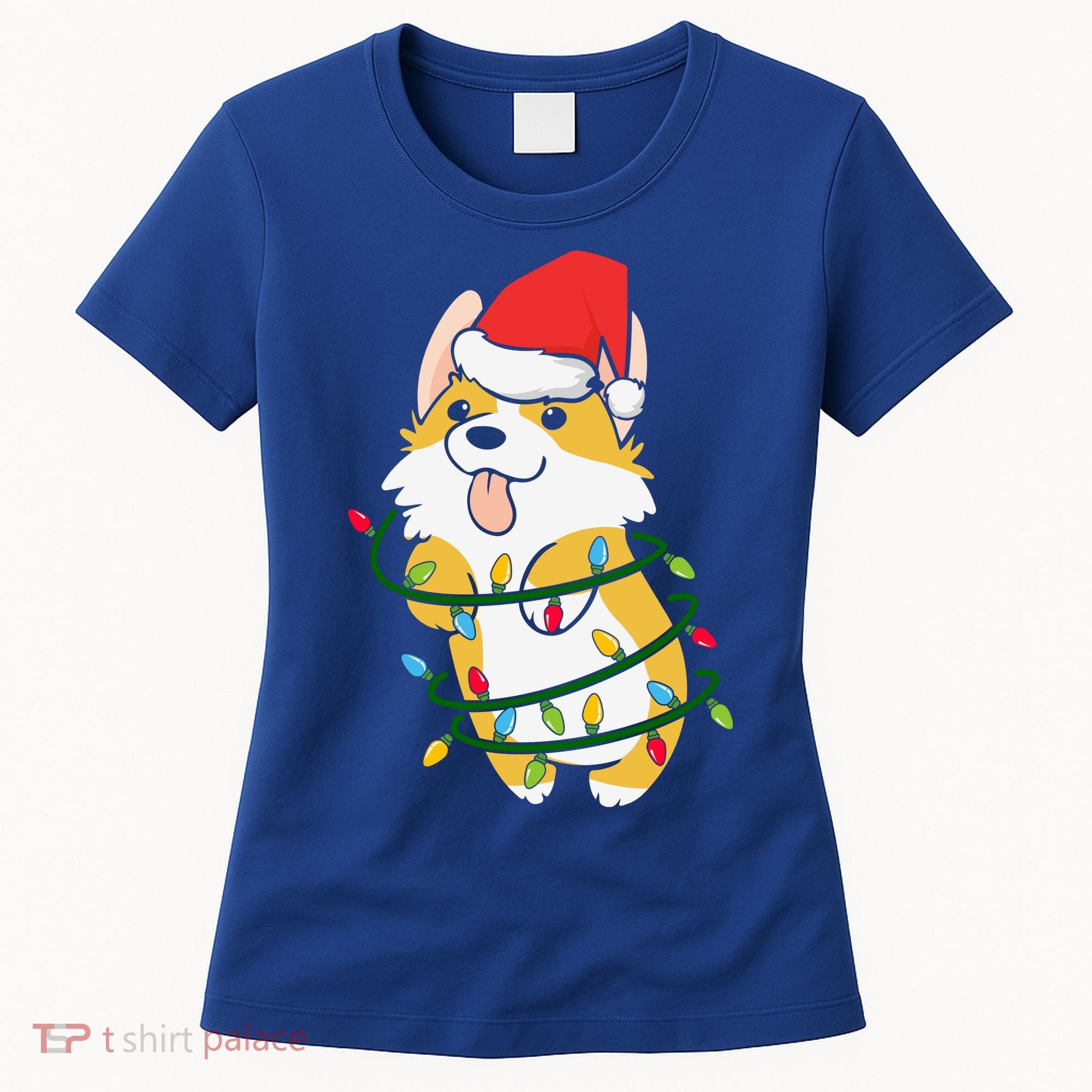 Corgi Santa Christmas Tree Lights Xmas Boys Corgmas Dog Women's T-Shirt