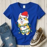Corgi Santa Christmas Tree Lights Xmas Boys Corgmas Dog Women's T-Shirt thumb 3