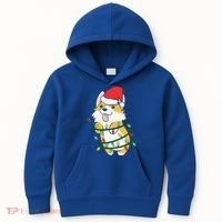 Corgi Santa Christmas Tree Lights Xmas Boys Corgmas Dog Kids Hoodie thumb 0