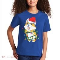 Corgi Santa Christmas Tree Lights Xmas Boys Corgmas Dog Kids T-Shirt thumb 2