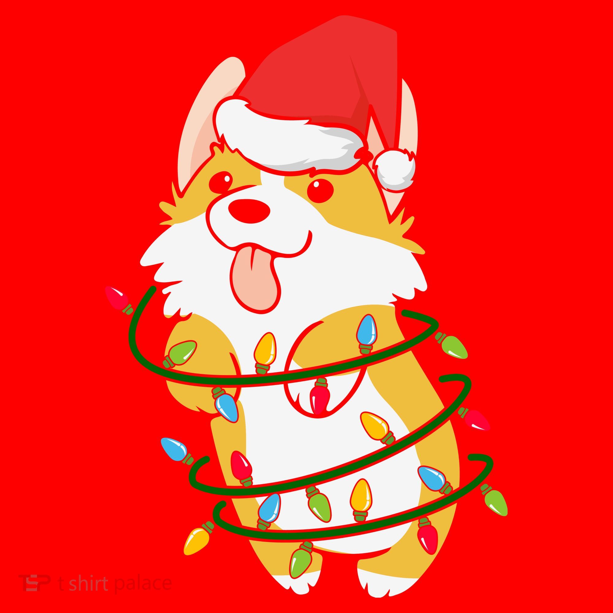 Corgi Santa Christmas Tree Lights Xmas Boys Corgmas Dog Santa Hat