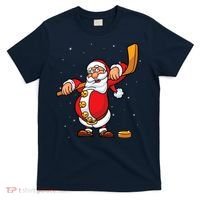 Christmas Santa Claus Ice Hockey Gifts Boys Teens T-Shirt thumb 0