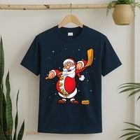 Christmas Santa Claus Ice Hockey Gifts Boys Teens T-Shirt thumb 2