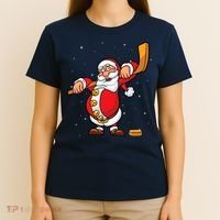 Christmas Santa Claus Ice Hockey Gifts Boys Teens T-Shirt thumb 4