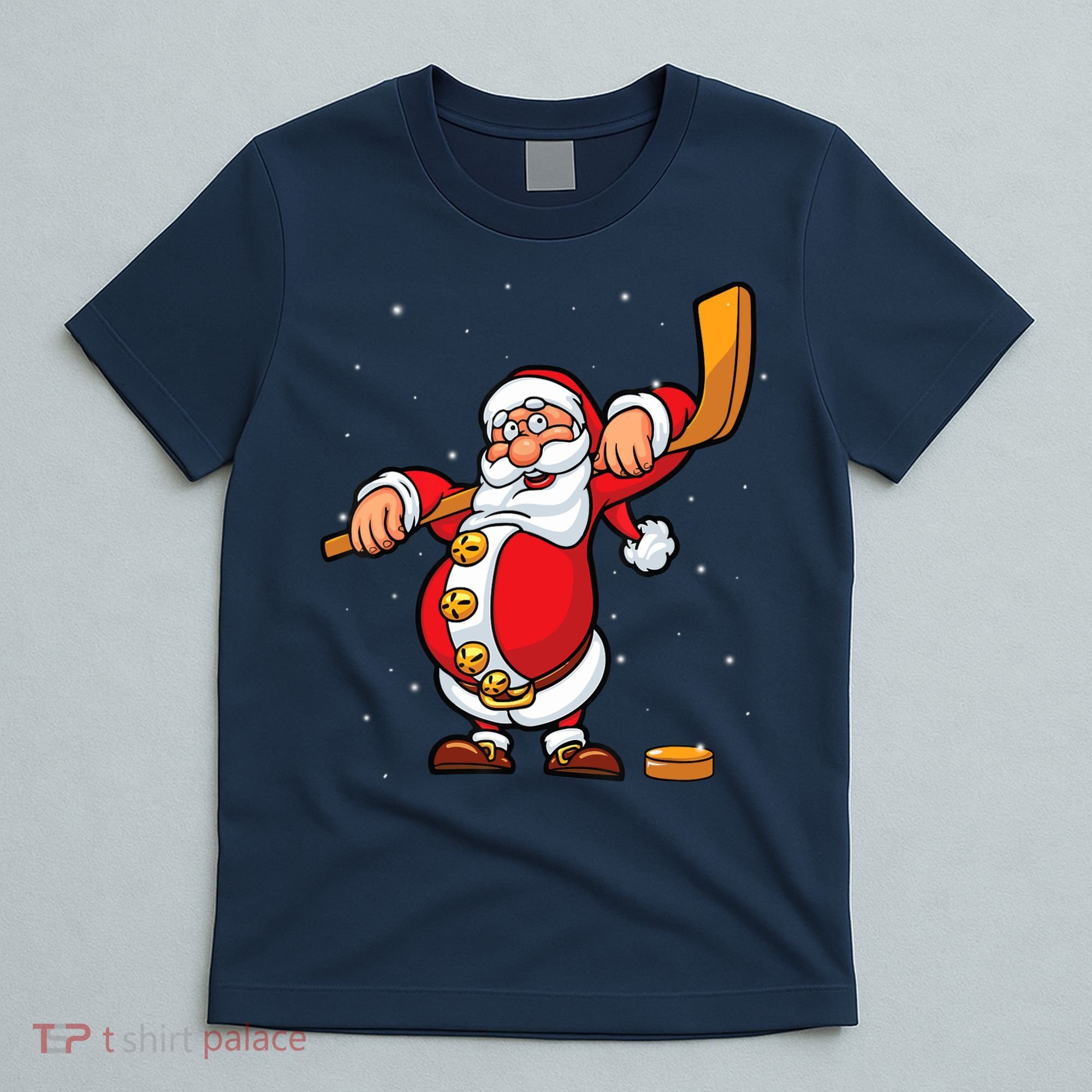 Christmas Santa Claus Ice Hockey Gifts Boys Teens T-Shirt