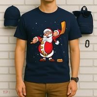 Christmas Santa Claus Ice Hockey Gifts Boys Teens T-Shirt thumb 6
