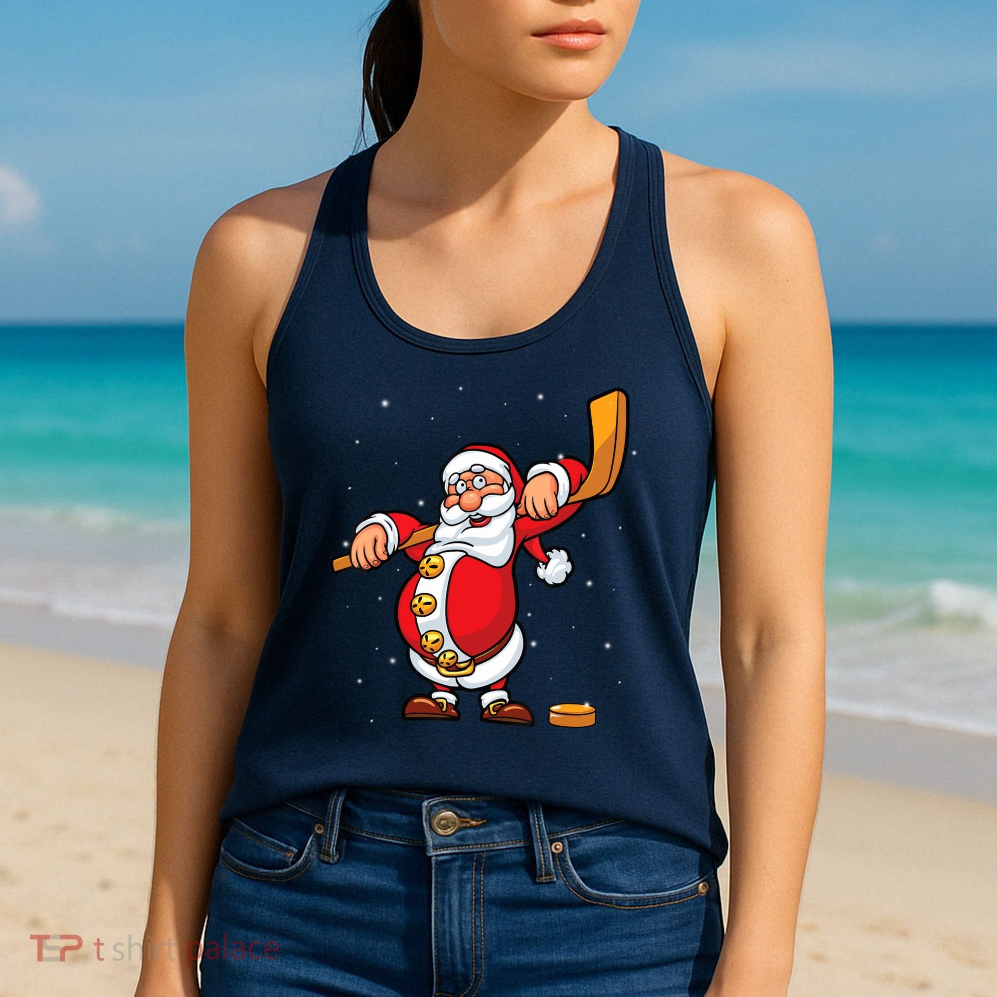 Christmas Santa Claus Ice Hockey Gifts Boys Teens Women's Tank Top