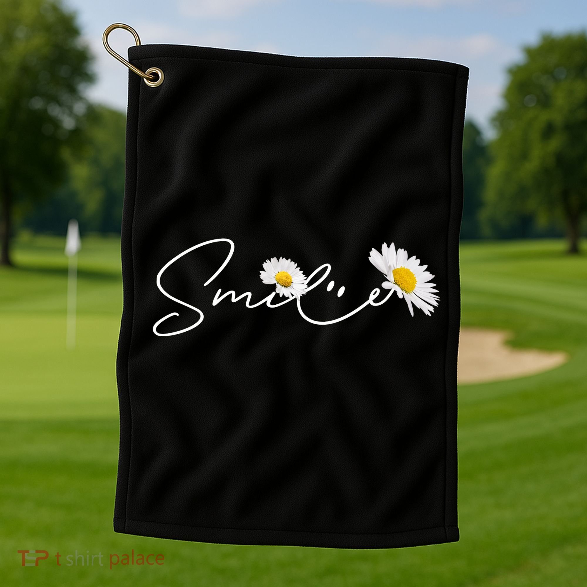Cute Smile Daisy Flower Golf Towel