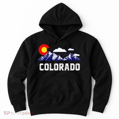 Colorado State Denver Map Flag CO Souvenir Mountain Hoodie