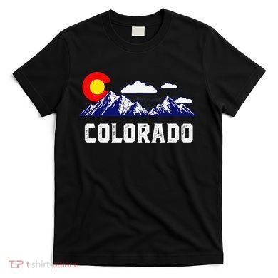 Colorado State Denver Map Flag CO Souvenir Mountain T-Shirt