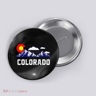 Colorado State Denver Map Flag CO Souvenir Mountain Button