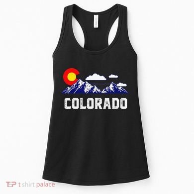 Colorado State Denver Map Flag CO Souvenir Mountain Women's Tank Top