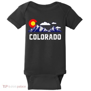 Colorado State Denver Map Flag CO Souvenir Mountain Baby Bodysuit