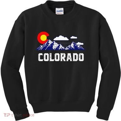 Colorado State Denver Map Flag CO Souvenir Mountain Kids Sweatshirt