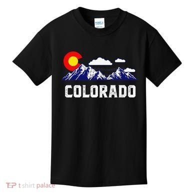 Colorado State Denver Map Flag CO Souvenir Mountain Kids T-Shirt