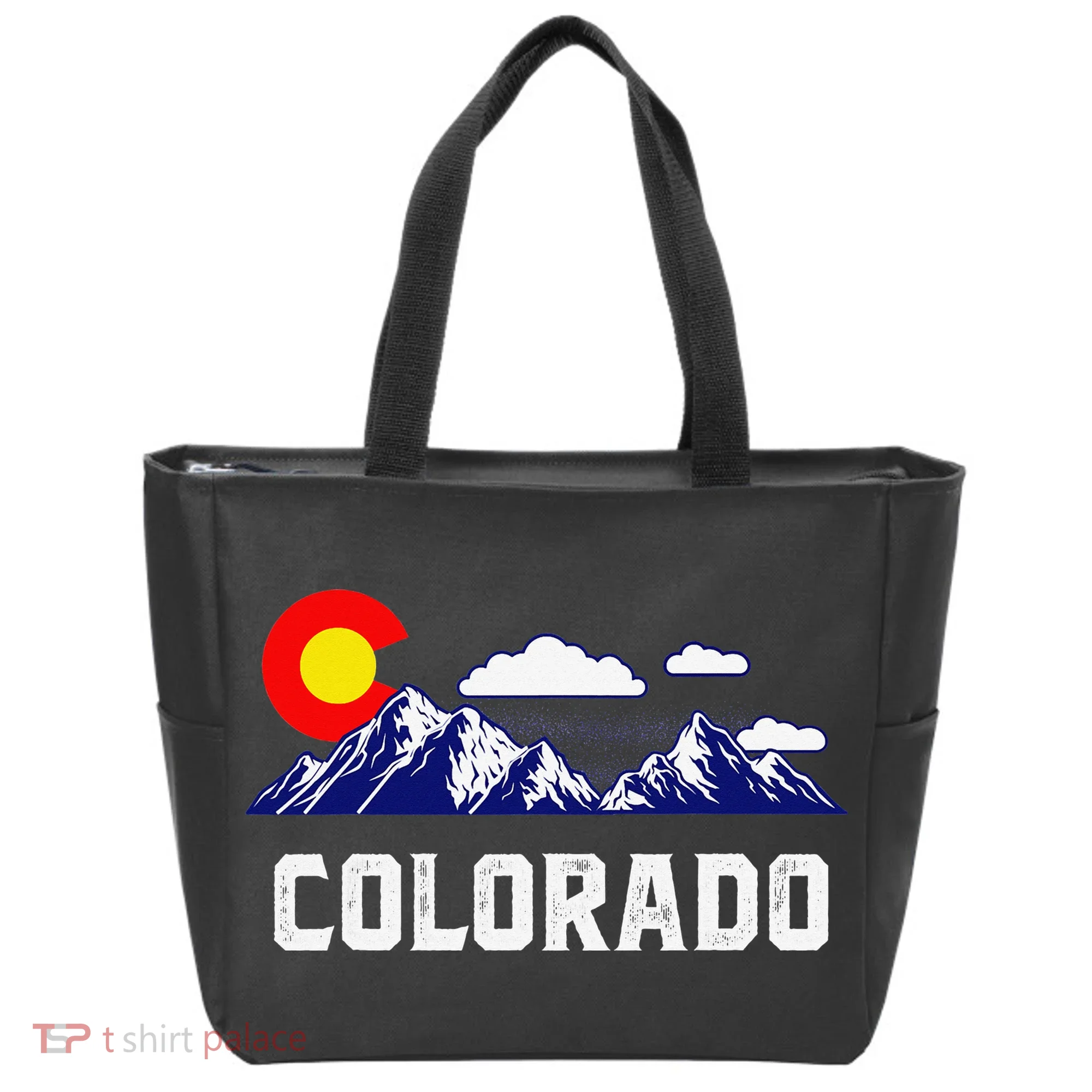 Colorado State Denver Map Flag CO Souvenir Mountain Tote Bag