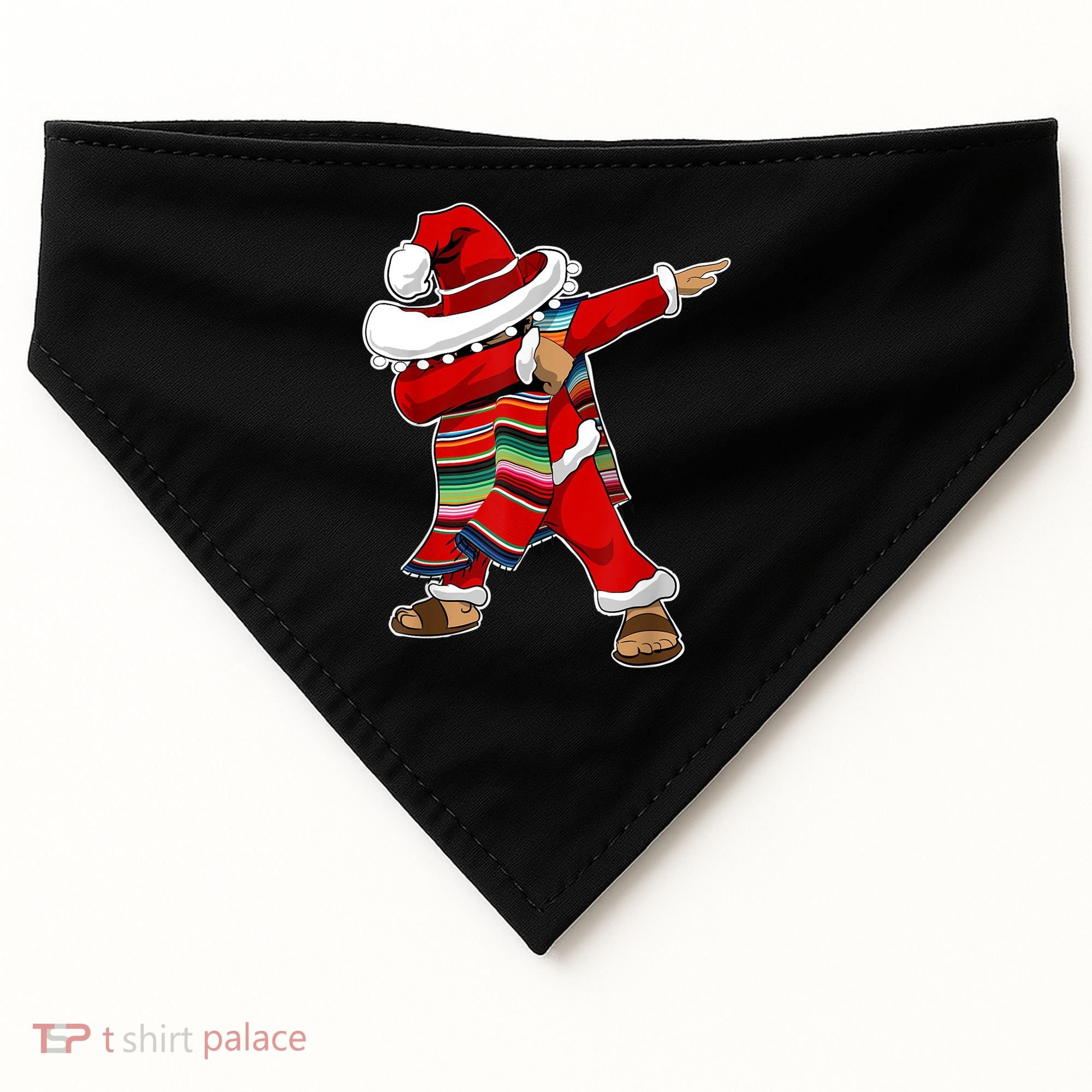 Christmas Sombrero Dabbing Mexican Serape Poncho Santa TShirt USA-Made Doggie Bandana