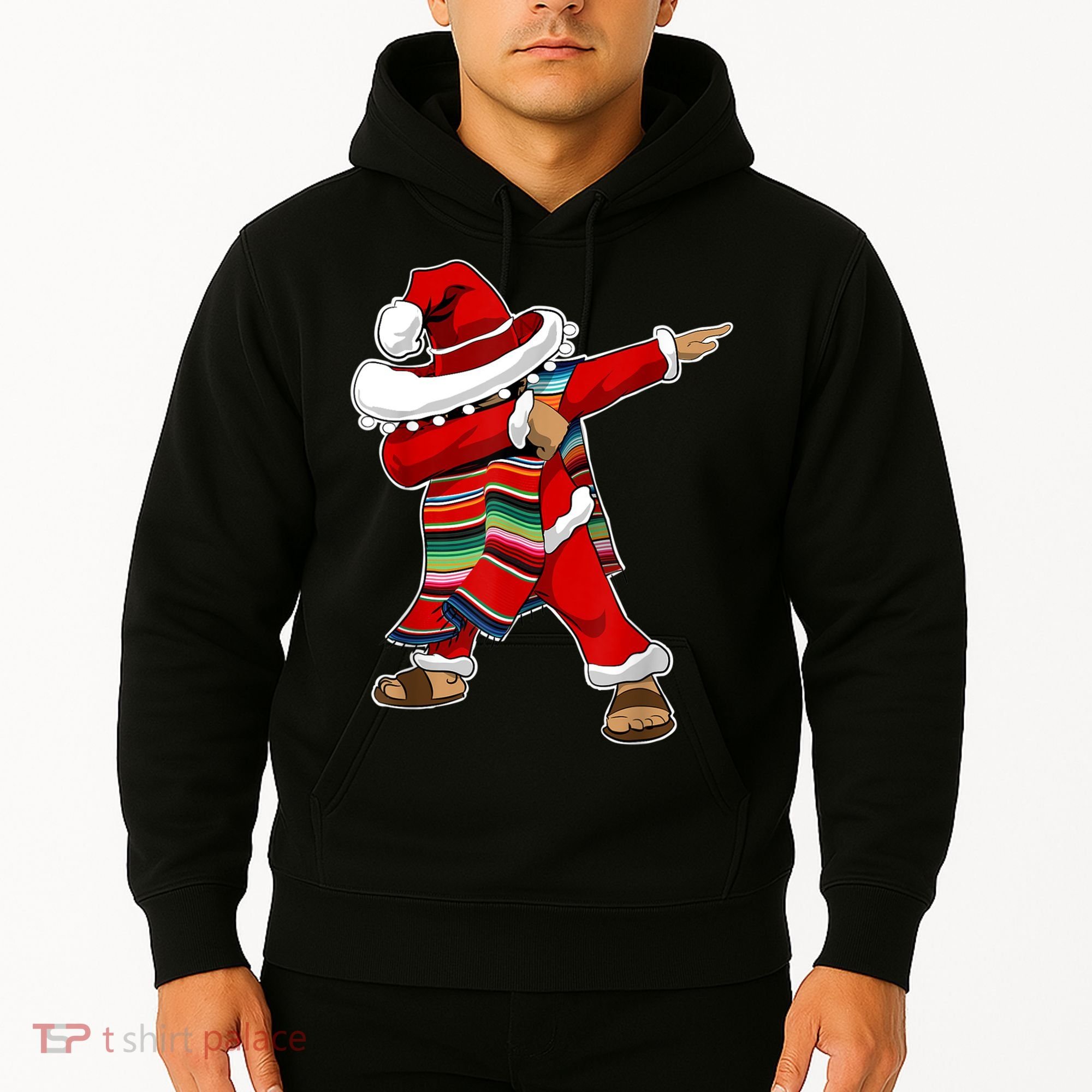 Christmas Sombrero Dabbing Mexican Serape Poncho Santa TShirt Hoodie